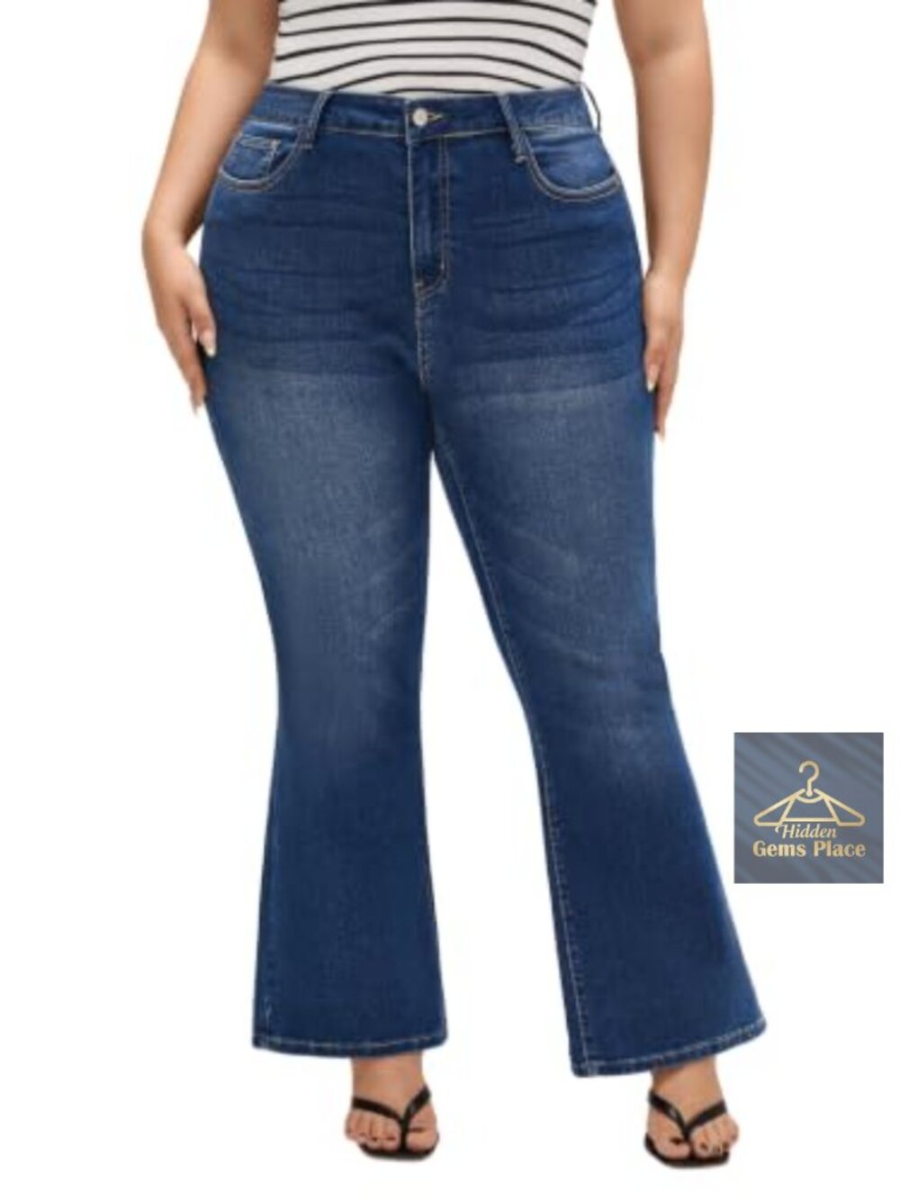 High Waist Stretch Bootcut Flare Jeans for Curvy Women Distressed Denim